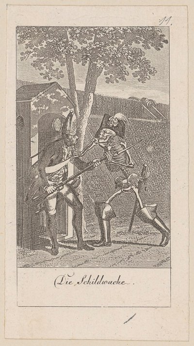 Schildwache, Blatt 11 der Folge "Der Totentanz" von Daniel Nikolaus Chodowiecki