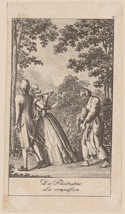 Teilnahme, Blatt 4 der Folge "Aufrichtigkeit und Heuchelei" von Daniel Nikolaus Chodowiecki