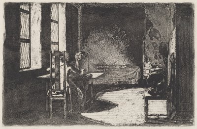 Der Künstler im Zimmer seiner Mutter, Danzig von Daniel Nikolaus Chodowiecki