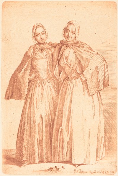 Zwei stehende Damen (Demoiselles Quantin) von Daniel Nikolaus Chodowiecki