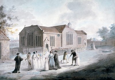 Eine Prozession von Schulkindern betritt die Broadway Chapel, Westminster, London, 1797 von Daniel Orme