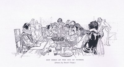 Don Diego im Gasthaus von Viveros, aus The Magazine of Art 1893, Cassell and Company von Daniel Urrabieta Vierge