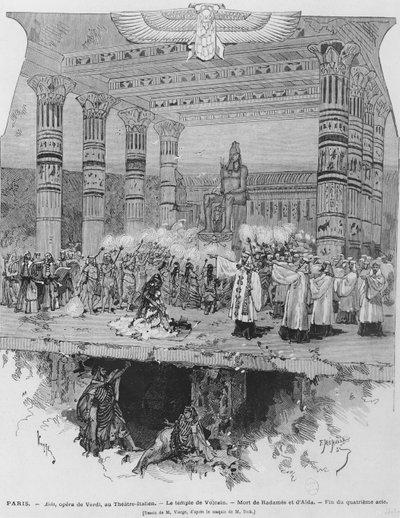 Der Tempel des Vulkan mit dem Tod von Radames und Aida, Szene aus Akt IV von 