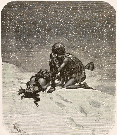 Der lachende Mann - Gwynplaine und die kleine Dea, von Daniel Vierge von Daniel Vierge