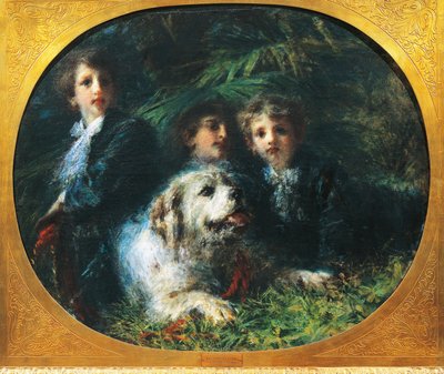 Die Troubetzkoy-Jungen mit einem Hund, von Daniele Ranzoni von Danielle Ranzoni