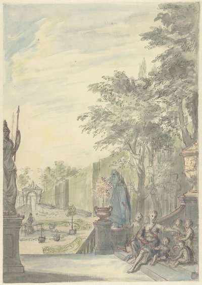 Ansicht von einer Terrasse in einem ornamentalen Garten von Daniël Marot (II)