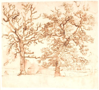 Landschaft mit großen Eichen im Vordergrund von Dankvart Dreyer