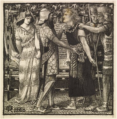 Joseph wird vor Potiphar beschuldigt (Fertige Komposition) von Dante Gabriel Charles Rossetti