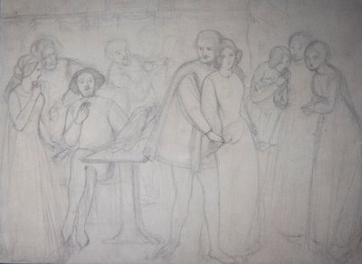 Studie für Benedick und Beatrice von Dante Gabriel Charles Rossetti