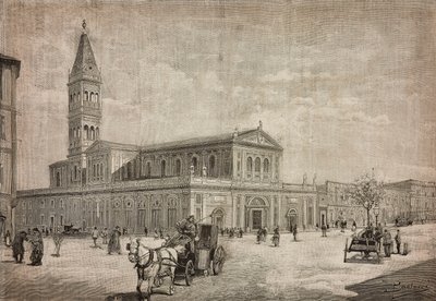 Neue Kirche des Heiligen Herzens in Rom, Italien, Gravur nach einer Zeichnung von Dante Paolocci, aus L