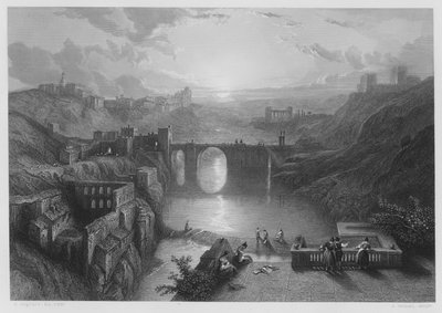 Die Brücke von Toledo, nach dem Bild in der Königlichen Sammlung (Gravur) von David (after) Roberts