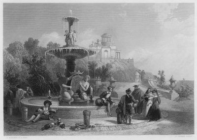 Der Brunnen in Madrid, aus dem Bild in der Königlichen Sammlung (Gravur) von David (after) Roberts