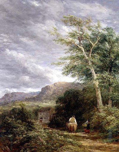 Walisische Landschaft mit einer Wassermühle von David Cox