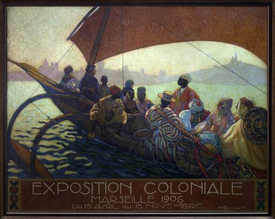 Kolonialausstellung von Marseille 1906. Gemälde von David Dellepiane (1866-1932), Plakatmodell, Öl auf Leinwand von David Dellepiane