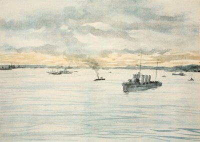 Ein Zerstörer in einem Hafen, Illustration aus 