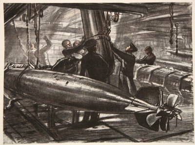Im überfluteten Torpedoraum eines Schlachtschiffs, Illustration aus 