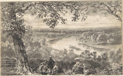 Blick auf die Themse mit Figuren im Vordergrund von David Octavius Hill