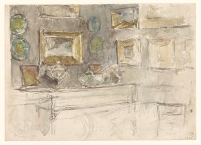 Ecke eines Zimmers mit Gemälden an der Wand von David Oyens