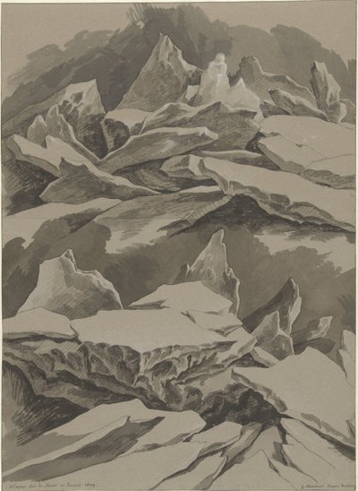 Eisschollen auf der Maas, Januar 1809 von David Pièrre Giottino Humbert de Superville (signed by artist)
