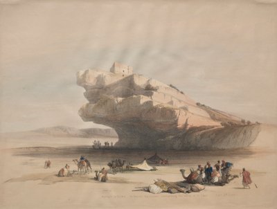 Zugang zu Petra, ein alter Wachturm mit Blick auf das Tal El Chor von David Roberts