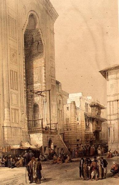 Großer Eingang zur Moschee des Sultans Hasan, aus "Ägypten und Nubien", Bd.3 von David Roberts