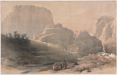 Petra, unteres Ende des Tals, Blick auf die Akropolis von David Roberts