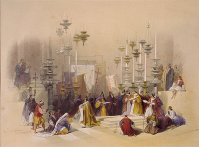 Der Stein der Salbung am Heiligen Grab, Jerusalem von David Roberts