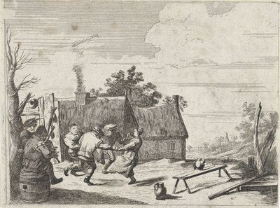 Tanzende Bauern zur Musik von zwei Musikanten von David Teniers (II)