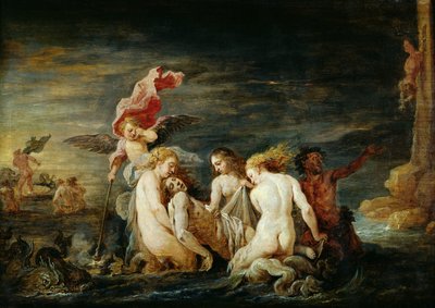 Hero und Leander: Leander gefunden von den Nereiden, Kopie eines Gemäldes von Domenico Feti, 1650-56 von David Teniers the Younger