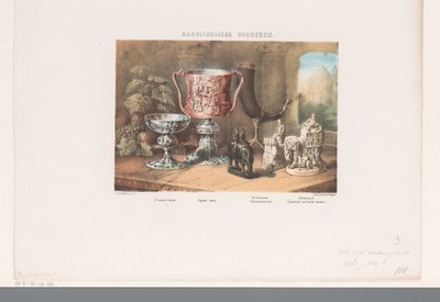 Karolingische Becher, Trinkhorn und Figuren von David van der Kellen