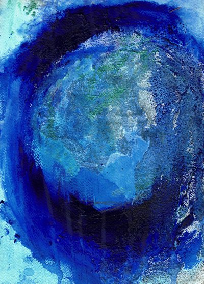 Abstrakter Blauer Planet von Deb Chaney