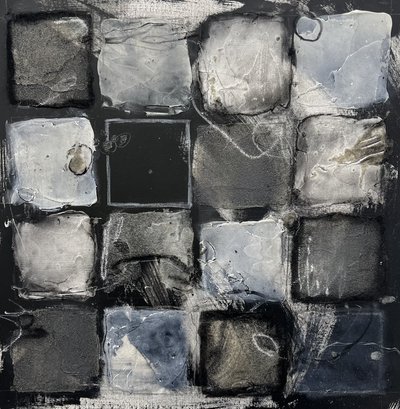 Verwittertes Abstraktes Quadrate-Gitter von Deb Chaney