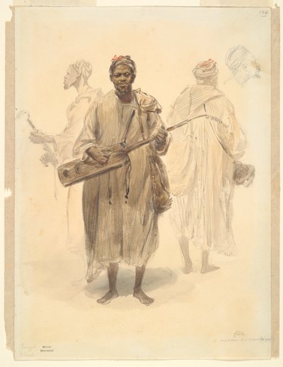Ein maurischer Straßenmusiker in Tanger von Denis Auguste Marie Raffet