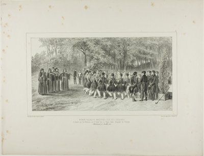 Walachischer Rundtanz, aufgeführt von den Zigeunern und getanzt von den Musikern des zweiten Regiments im Haus von Prinz Ghika, Ghospodar, Walachei von Denis Auguste Marie Raffet