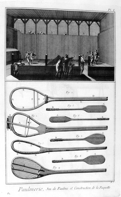 Real Tennis und der Bau von Schlägern, 1751-1777 von Denis Diderot
