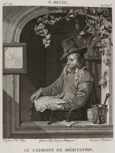 Der Chemiker in Meditation, nach Gabriel Metsu von Denis Sebastien Leroy