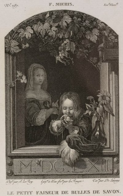 Der kleine Seifenblasenmacher, nach Frans van Mieris dem Älteren von Denis Sebastien Leroy
