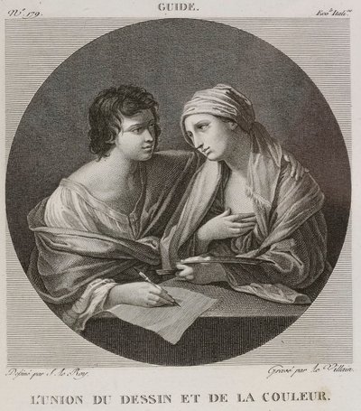 Die Vereinigung von Zeichnung und Farbe, nach Guido Reni von Denis Sebastien Leroy