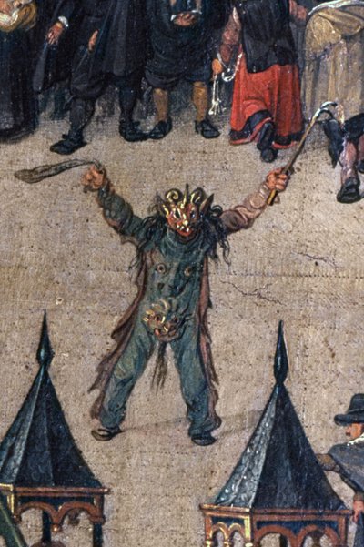 Der Triumph der Erzherzogin Isabella im Ommegang in Brüssel am 31. Mai 1615, Detail einer Figur im Teufelskostüm, 1615 (Detail) von Denys van Alsloot