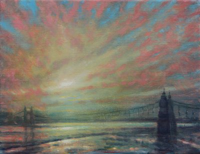 Sonnenuntergang an der Hammersmith-Brücke von Derek Hare