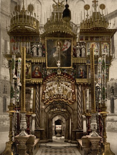 Das Innere des Heiligen Grabes, Jerusalem, Heiliges Land, ca. 1890-ca. 1900 von Detroit Photographic Co.