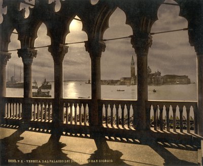 San Georgio vom Dogenpalast bei Mondschein, Venedig, Italien, ca. 1890-1900 von Detroit Publishing Co.