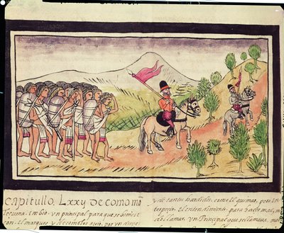 Fol.204v Die Totonac-Indianer helfen den Konquistadoren beim Transport von Materialien, 1579 von Diego Duran