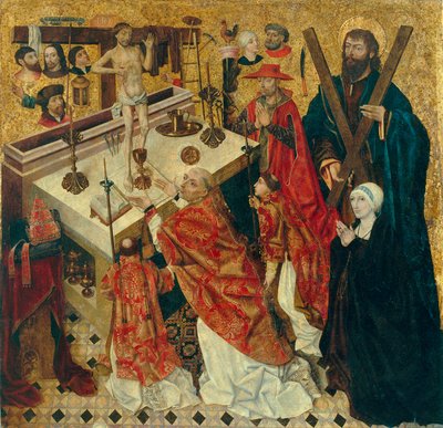Messe des heiligen Gregor - Gemälde von Diego de la Cruz (aktiv 1482-1500) - vor 1480 - Öl auf Holz - 168x168 - Museu Nacional d