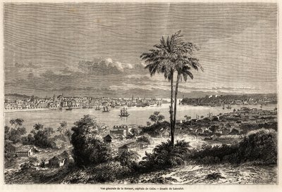 Gesamtansicht von Havanna, Hauptstadt von Kuba, Zeichnung von Lancelot zur Illustration der Reise zur Insel Kuba im Jahr 1859 von Richard Dana (1815-1882). Gravur in „Le tour du monde, nouveau journal des voyages“ Paris von Dieudonne Auguste Lancelot