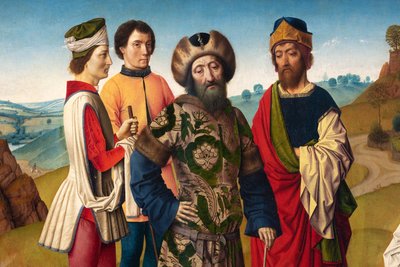 Pfarrkirche (Parochiekerk Sint-Pieter). Das Martyrium des heiligen Erasmus. Dirk Bouts. Ca. 1460-1464. Detail. Zentrales Panel. von Dirck Bouts