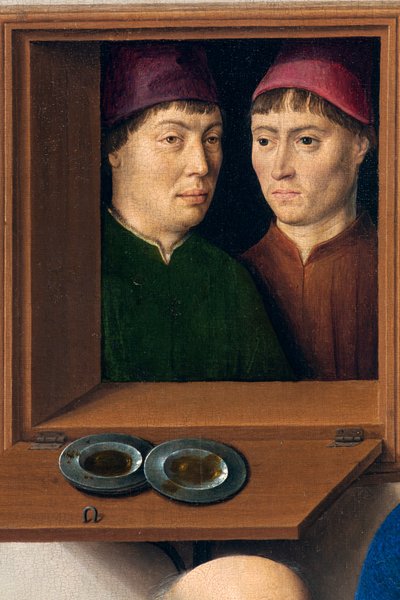 Pfarrkirche (Parochiekerk Sint-Pieter). Gemälde. Das letzte Abendmahl. Dirk Bouts. 1464-1468. Detail. Zentrales Panel. von Dirck Bouts