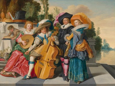 Fröhliche Gesellschaft auf einer Terrasse von Dirck Hals
