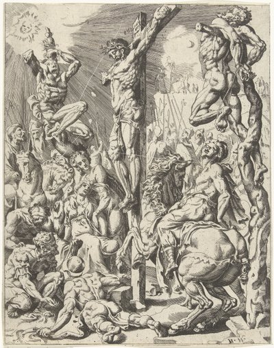 Christus am Kreuz von Dirck Volckertsz. Coornhert (attributed to)