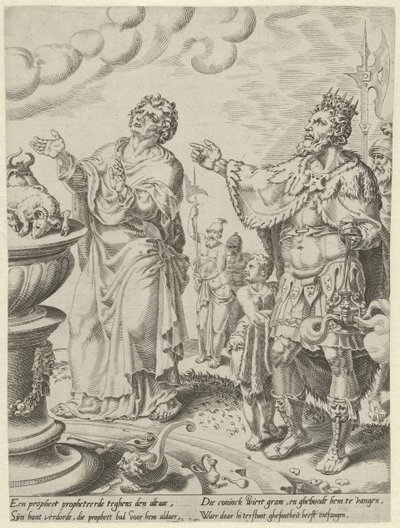 König Jerobeam und der Gottesmann vor dem Altar von Dirck Volckertsz. Coornhert (attributed to)